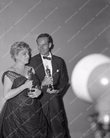 1959 Oscars Simone Signoret Charlton Heston Academy Awards aa1959-48</br>Los Angeles Newspaper press pit reprints from original 4x5 negatives for Academy Awards.