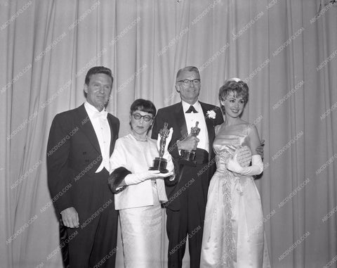 1960 Oscars Robert Stack Edith Head Barbara Rush Academy Awards aa1960-36</br>Los Angeles Newspaper press pit reprints from original 4x5 negatives for Academy Awards.
