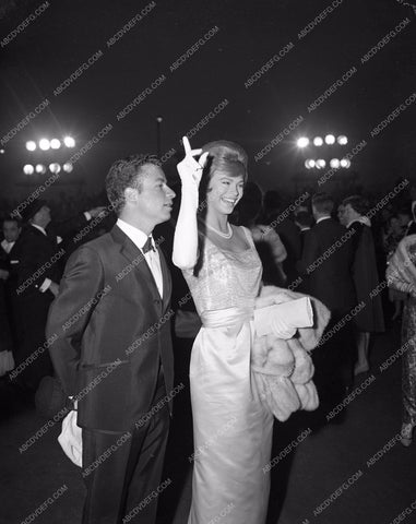 1960 Oscars Juliet Prowse and date arriving Academy Awards aa1960-64</br>Los Angeles Newspaper press pit reprints from original 4x5 negatives for Academy Awards.