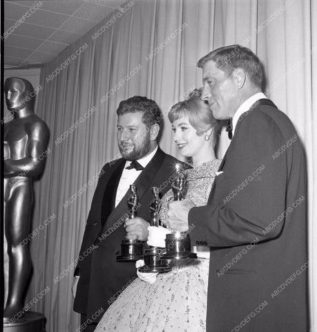 1960 Oscars Peter Ustinov Burt Lancaster Academy Awards aa1960-82</br>Los Angeles Newspaper press pit reprints from original 4x5 negatives for Academy Awards.
