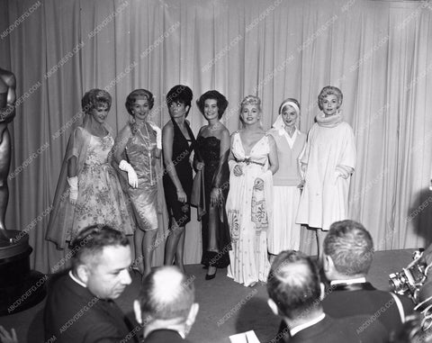 1960 Oscars super fashion showdown Academy Awards aa1960-95</br>Los Angeles Newspaper press pit reprints from original 4x5 negatives for Academy Awards.
