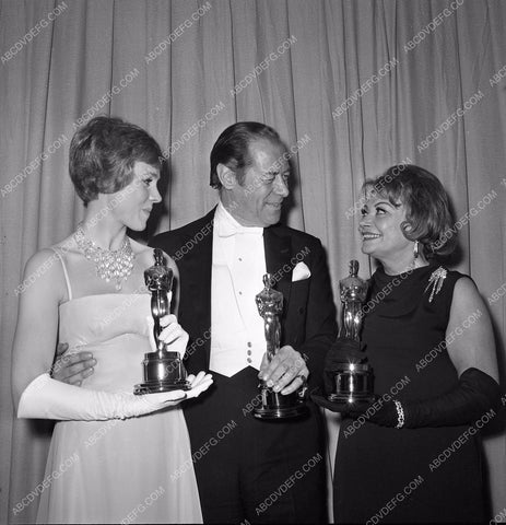 1964 Oscars Julie Andrews Rex Harrison Lila Kedrova Academy Awards aa1965-05</br>Los Angeles Newspaper press pit reprints from original 4x5 negatives for Academy Awards.