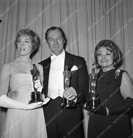 1964 Oscars Julie Andrews Rex Harrison Lila Kedrova Academy Awards aa1965-06</br>Los Angeles Newspaper press pit reprints from original 4x5 negatives for Academy Awards.