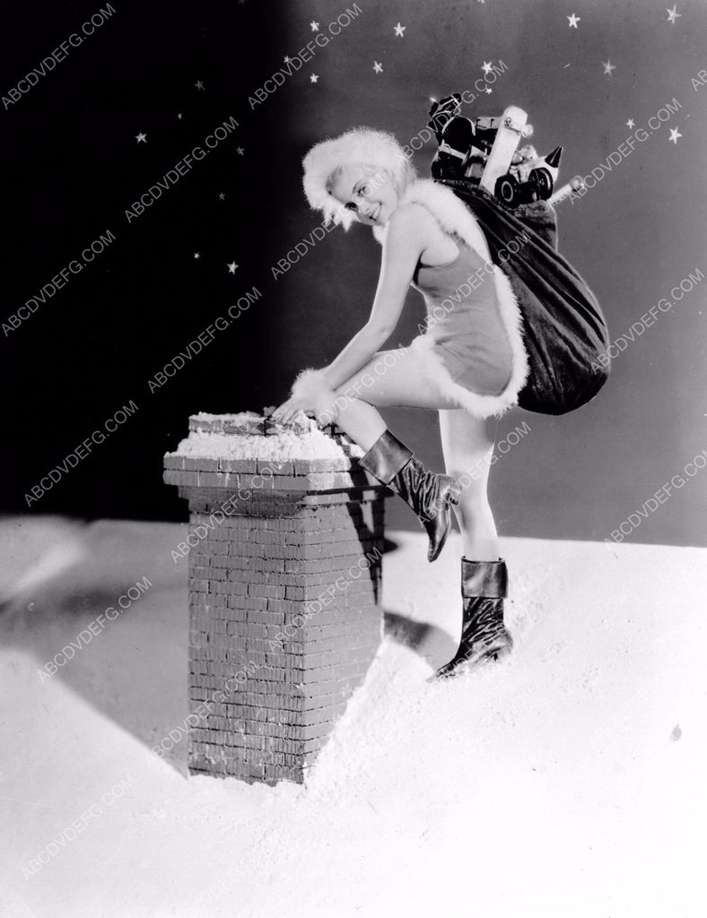 sexy Christmas pinup Joan Marsh heading down the chimney 8b20-0324