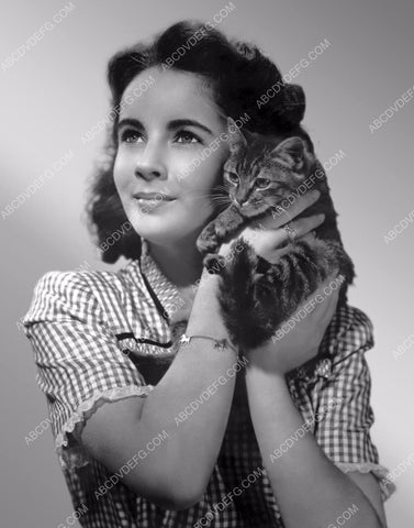 young Elizabeth Taylor enjoys the company of her cat 8b20-0992