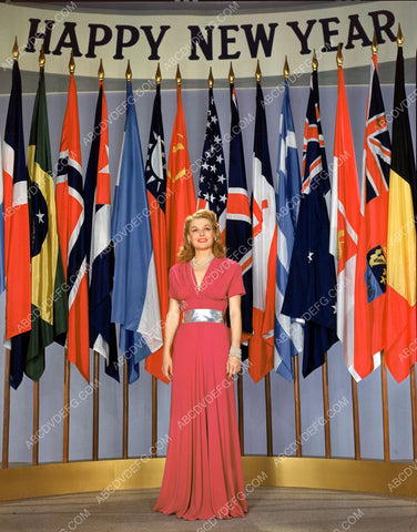 Ann Sheridan Happy New Year w Flags of the World 8b20-11400