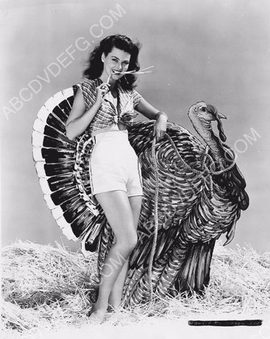 Dusty Anderson cute in shorts with big turkey Thanksgiving pinup 8b20-11952