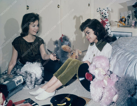 candid Annette Funicello in bedroom listens to records w friends 8b20-13020