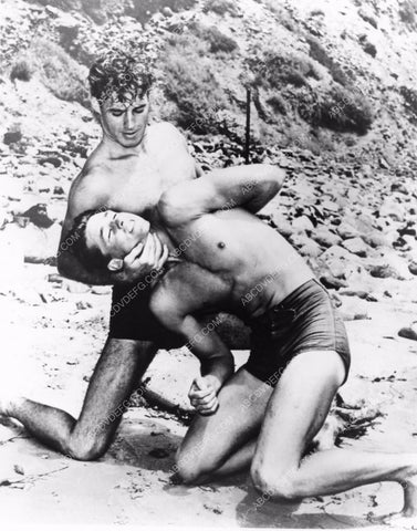 beefcake wrestling contest Guy Madison and friend on the beach 8b20-14436