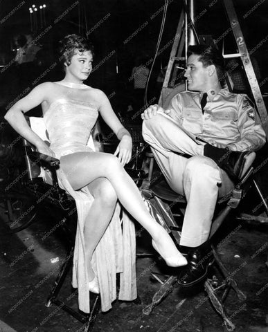 Juliet Prowse Elvis Presley relaxing on set film G.I. Blues 8b20-14575