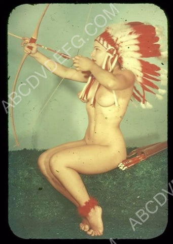 sexy and very bare American Indian pinup w bow and arrow 8b20-15158