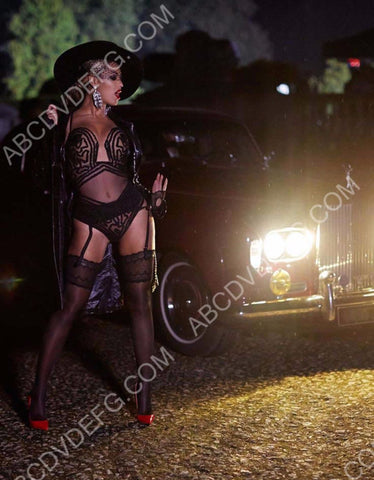sexy babe in lingerie standing by her Rolls Royce 8b20-15492