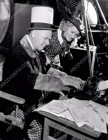 great candid W.C. Fields typing out some letters on set film Poppy 8b20-16041