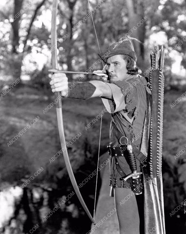 Errol Flynn w his bow and arrow film The Adventures of Robin Hood 8b20-16081