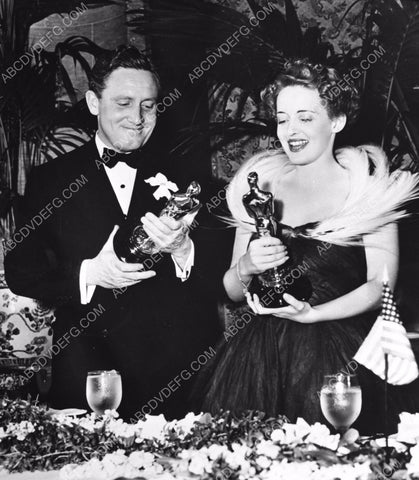 Spencer Tracy & Bette Davis w their Academy Awards Statues 8b20-16279