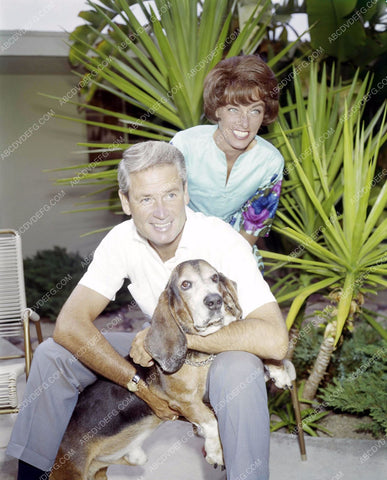 Bob Barker his wife and their dog in the backyard 8b20-16704