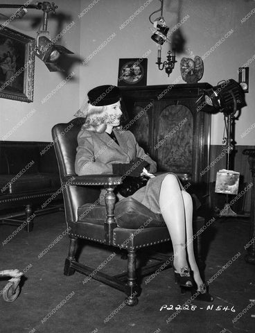 candid Barbara Stanwyck on set film noir Double Indemnity 8b20-17438