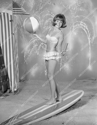 Sally Field does 4th of July pinup on surfboard w firecrackers and beach ball TV Gidget 8b20-19111