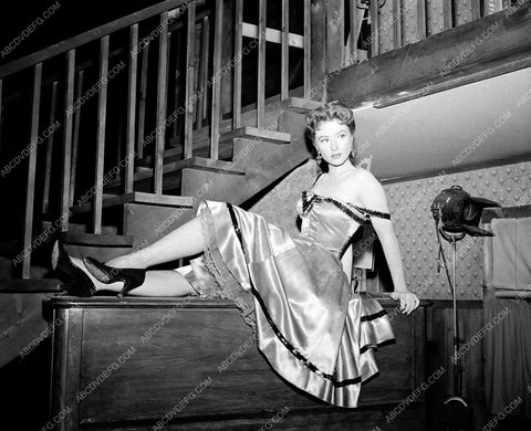 Amanda Blake sitting on piano behind the scenes western TV Gunsmoke 8b20-1973