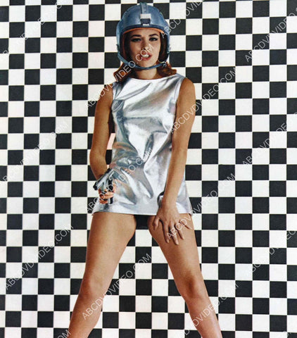 sexy Karin Dor in mini metallic skirt w pistol 8b20-20254