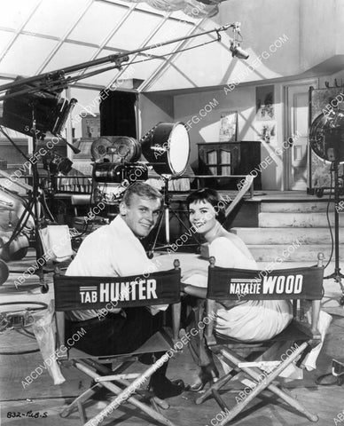 Tab Hunter Natalie Wood in their chairs on set film The Girl He Left Behind 8b20-20648