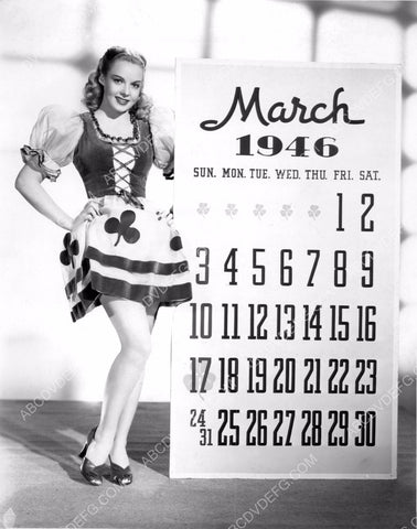 cute Miss March 1946 Angela Greene pinup cheesecake calendar pose 8b20-2101