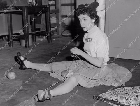 Annette Funicello does a little knitting behind the scenes 8b20-2937