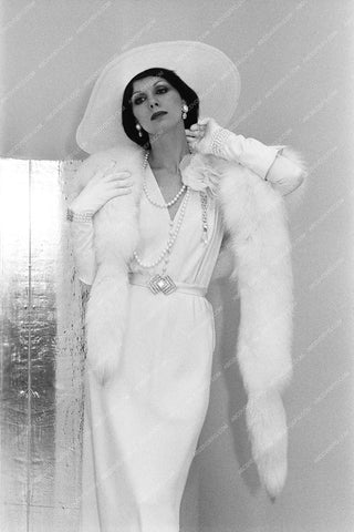 French knockout Anny Duperey portrait in white dress and fur 8b20-2959