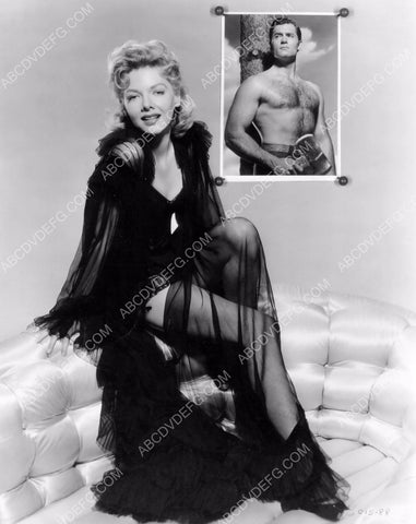 Barbara Lawrence black lingerie pinup has barechested Clint Walker for hers 8b20-3313