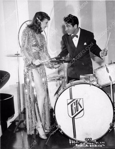 Barbara Stanwyck gives Gene Krupa drum lessons film Ball of Fire 8b20-3477