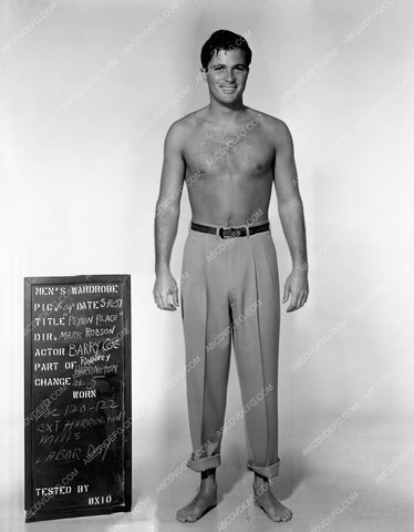 shirtless Barry Coe in wardrobe slate shot film Peyton Place 8b20-4649