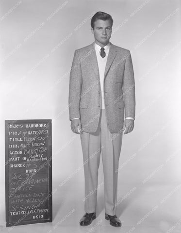 Barry Coe in wardrobe slate shot film Peyton Place 8b20-4650