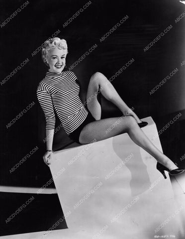 cute Betty Grable in striped shirt and fishnets 8b20-4830