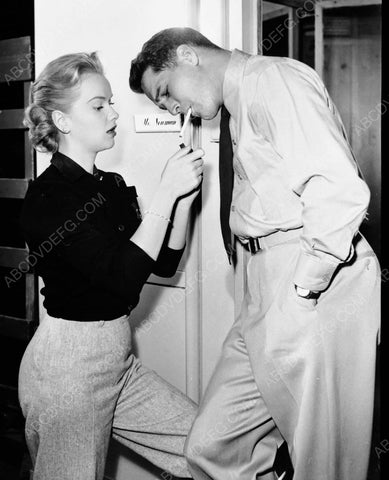 candid Anne Francis lights a cigarette for Paul Newman 8b20-6624