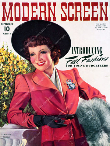 Claudette Colbert magazine cover Modern Screen 8b20-7757