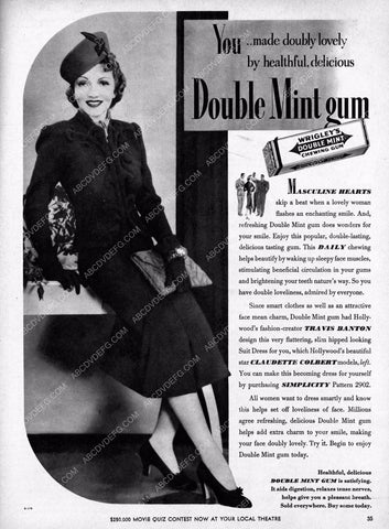 cool ad Claudette Colbert double mint gum 8b20-8857