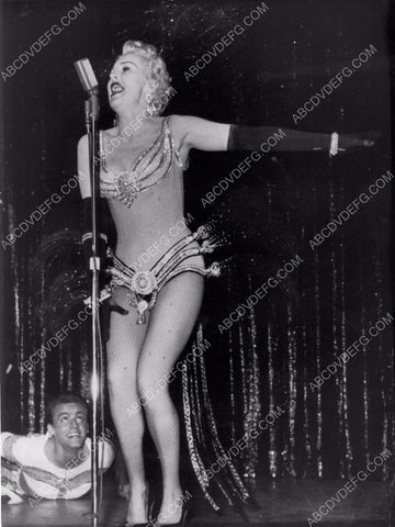 Betty Grable sexy in fishnet bodice fan gets closeup view 8b20-8908