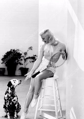 athletic gorgeous Ginger Rogers takes her dalmation dog to play tennis 8b20-9973