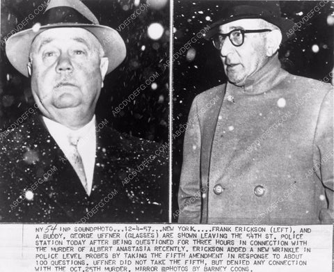 news photo Frank Erickson George Uffner leaving police station 1957 ferick-01