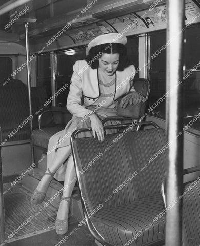 crp-00009 news photo model Dorothy Partington on New York City bus new Velon fabric seats by Firestone crp-00009