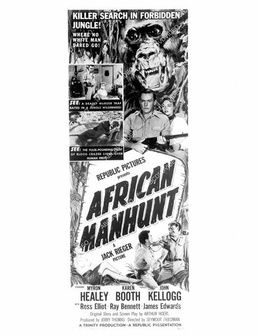 crp-10169 1955 Myron Healey, Karin Booth poster art film African Manhunt crp-10169