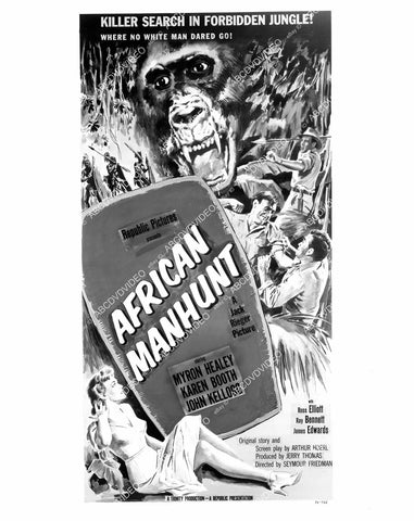 crp-10170 1955 Myron Healey, Karin Booth poster art film African Manhunt crp-10170