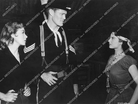 crp-10466 1957 Chuck Connors, Susan Cummings, Lisa Montell film Tomahawk Trail crp-10466