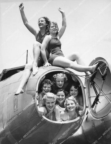 crp-10902 1936 Venice babes on airplane Miss California Laverne Kirsch, Shirley Rodemeyer, Ursula Prichard, Ruth Lee, Angie Binetti, Marjorie Bennett, Lee Close, Pauline Campbell crp-10902