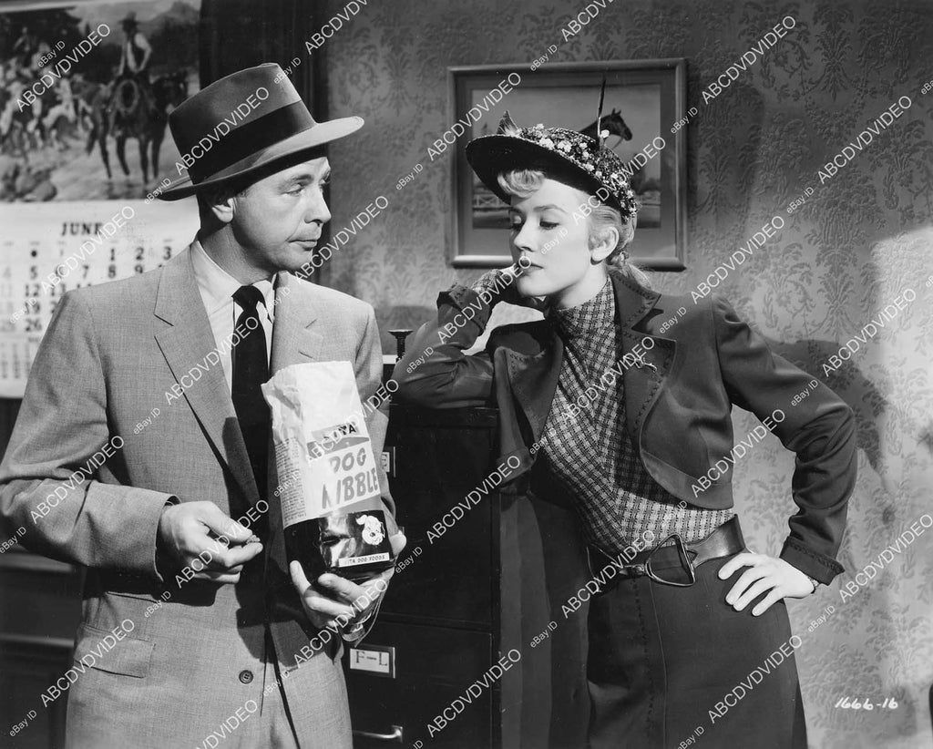 crp-11068 1951 Dick Powell w his dog kibble, Joyce Holden film You Nev ...