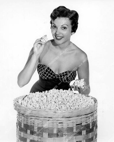 crp-11545 1940's pretty Eleanor Tanin w giant basket of popcorn KNX-CBS radio show Suspense crp-11545