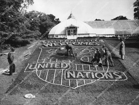 crp-11680 1945 news photo historic San Francisco Golden Gate Park greenhouse welcomes United Nations crp-11680