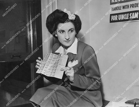 crp-11685 1943 Elizabeth Betty Tikijian w her new WWII gasoline A ration cards crp-11685