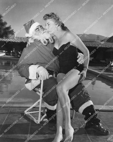 crp-11690 1955 Bobbie Tippit & Santa Claus at Howard Manor Palm Springs crp-11690