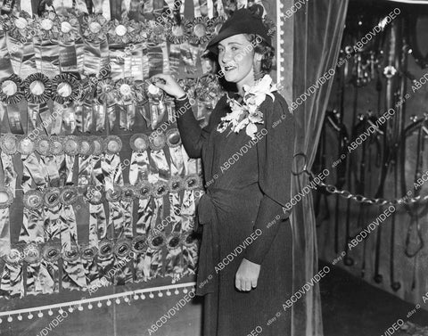 crp-01181 1936 horse racing Miss Judy King Madison Square Garden Tack Room w ribbons & awards crp-01181